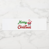 Étiquette Pour Bouteilles D'eau Joyeux Noël Santa Claus rouge vert script (Étiquettes simples)