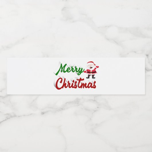 Étiquette Pour Bouteilles D'eau Joyeux Noël Santa Claus rouge vert script (Étiquettes simples)