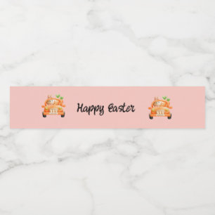 Étiquette Pour Bouteilles D'eau Joyeux pilote de Pâques lapin rose