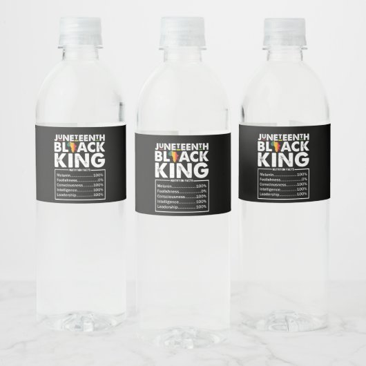 Étiquette Pour Bouteilles D'eau Junetten Black King Faits nutritionnels Melanin (Bouteilles)