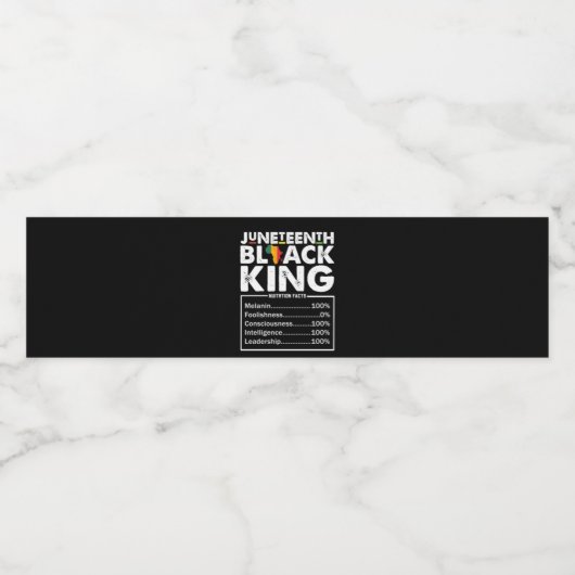 Étiquette Pour Bouteilles D'eau Junetten Black King Faits nutritionnels Melanin (Étiquettes simples)