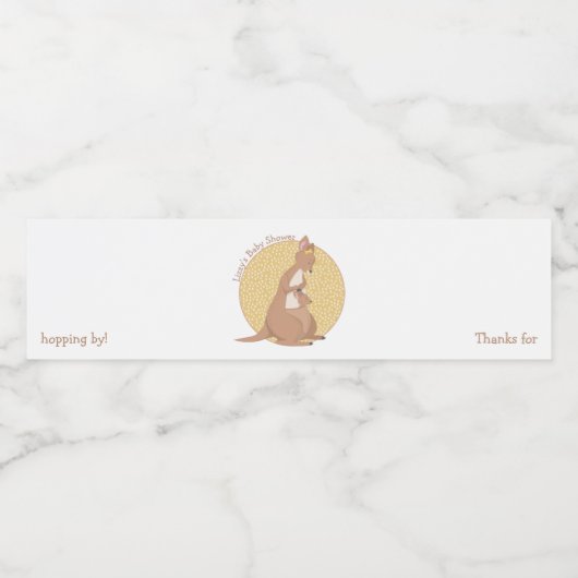 Étiquette Pour Bouteilles D'eau Kangaroo maman et bébé sur Motif jaune (Étiquettes simples)