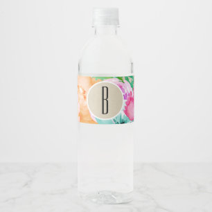 Étiquette Pour Bouteilles D'eau Kraft botanique rustique moderne floral coloré