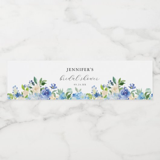 Étiquette Pour Bouteilles D'eau La Fête des mariées Blue Hydrangea est privilégiée (Étiquettes simples)