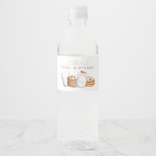 Étiquette Pour Bouteilles D'eau Lait et biscuits Anniversaire rose