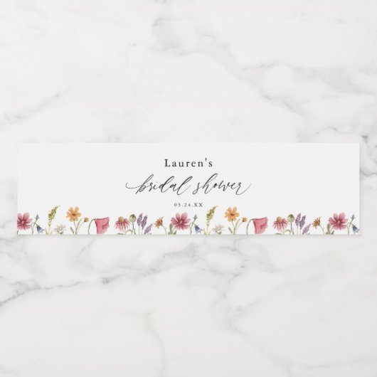 Étiquette Pour Bouteilles D'eau Lancement de mariage aux fleurs sauvages de printe (Étiquettes simples)