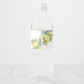 Étiquette Pour Bouteilles D'eau Lancement de mariage floral bleu citron (Dos)