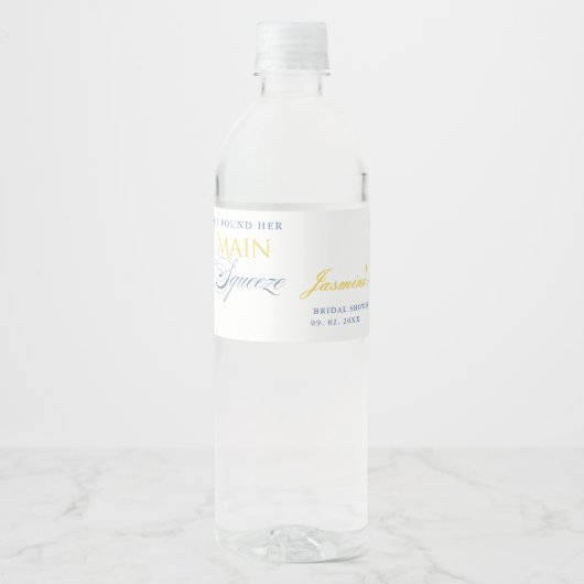 Étiquette Pour Bouteilles D'eau Lancement de mariage floral bleu citron (Devant)
