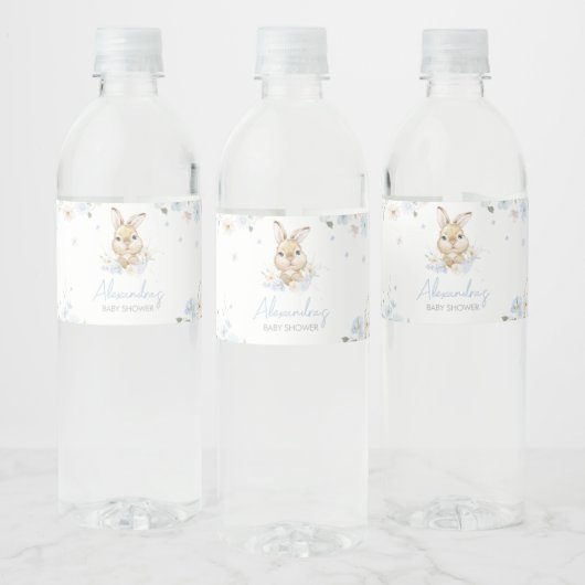 Étiquette Pour Bouteilles D'eau Lapin bleu Assez Baby shower (Bouteilles)