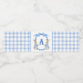 Étiquette Pour Bouteilles D'eau Lapin Bleu En vichy Monogramme Crest (Étiquettes simples)