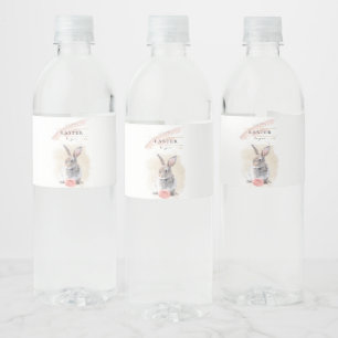 Étiquette Pour Bouteilles D'eau Lapin de Pâques élégant   Joyeuses Pâques Art à l'
