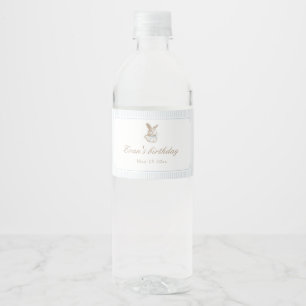 Étiquette Pour Bouteilles D'eau Lapin Vintage Bleu Certains Lapin Fête Son Premier