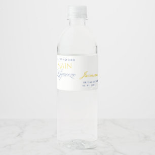 Étiquette Pour Bouteilles D'eau Lavage de mariage floral bleu citron