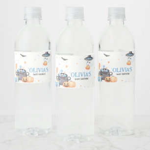 Étiquette Pour Bouteilles D'eau Le bébé brasse le Baby shower d'Halloween bleu