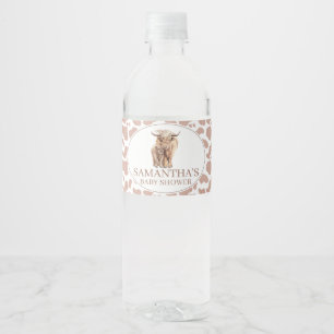 Étiquette Pour Bouteilles D'eau Léger Brown Vache Imprimer Vache Baby shower de ve