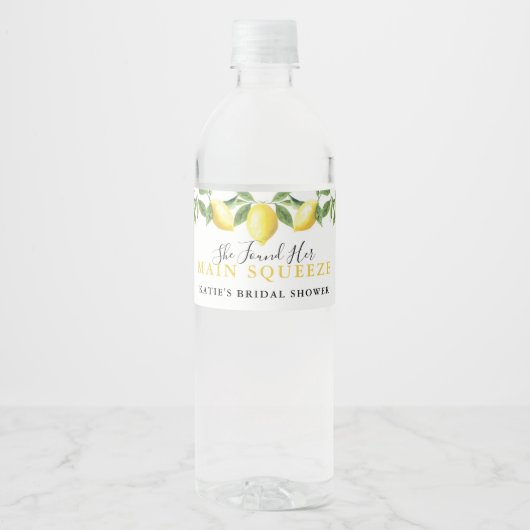 Étiquette Pour Bouteilles D'eau Lemon Main Squeeze Bridal Shower Wedding Favor (Devant)