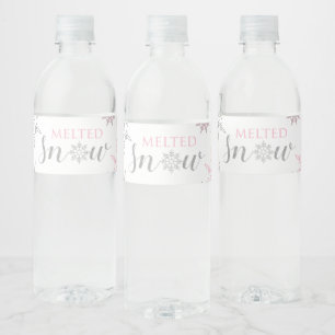 Étiquette Pour Bouteilles D'eau L'hiver Onederland Fondu Neige Rose Argent