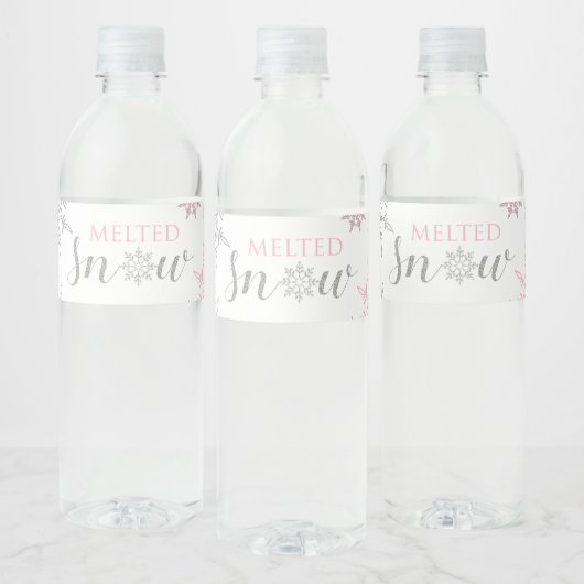 Étiquette Pour Bouteilles D'eau L'hiver Onederland Fondu Neige Rose Argent (Bouteilles)