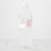 Étiquette Pour Bouteilles D'eau L'hiver Onederland Fondu Neige Rose Argent (Dos)