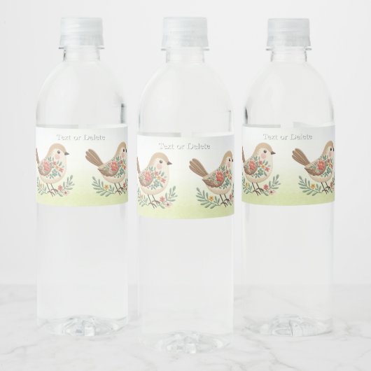Étiquette Pour Bouteilles D'eau Little Bird Floral Gold (Bouteilles)