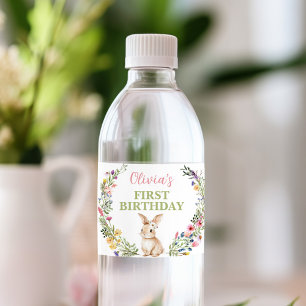 Étiquette Pour Bouteilles D'eau Little Bunny Fleur sauvage fête d'anniversaire