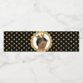 Étiquette Pour Bouteilles D'eau Little Prince Ethnic Crown Black & Gold (Étiquettes simples)