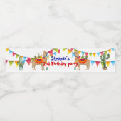 Étiquette Pour Bouteilles D'eau llama Cactus joyeux anniversaire (Étiquettes simples)