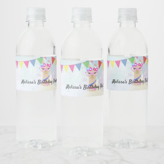 Étiquette Pour Bouteilles D'eau Llama diva heureux anniversaire design personnalis (Bouteilles)