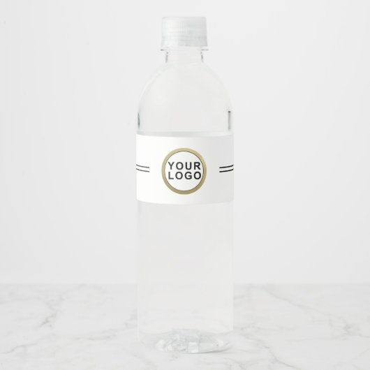Étiquette Pour Bouteilles D'eau Logo d'entreprise personnalisé noir blanc (Devant)
