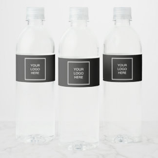 Étiquette Pour Bouteilles D'eau Logo Entreprise Black Minimaliste