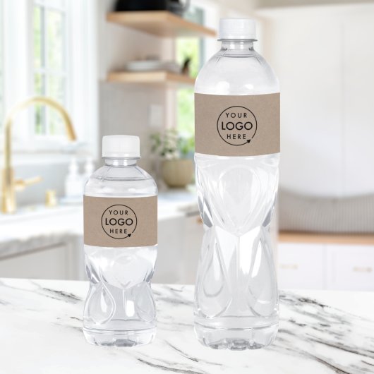 Étiquette Pour Bouteilles D'eau Logo Kraft Rustique | Entreprise Moderne