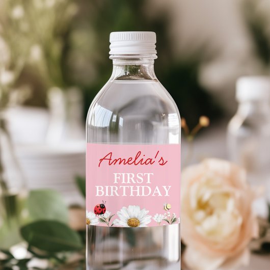 Étiquette Pour Bouteilles D'eau Love Bug Ladybug Daisy Floral Birthday Party