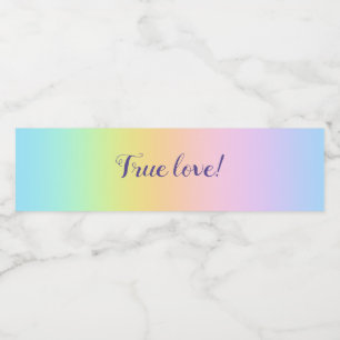 Étiquette Pour Bouteilles D'eau Magnifique Pastel Rainbow Mariage "True Love !"
