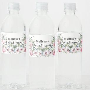 Étiquette Pour Bouteilles D'eau Magnolia blanc rose pâle personnalisation