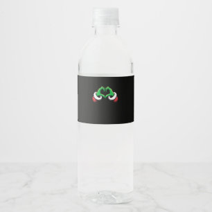 Étiquette Pour Bouteilles D'eau Mains de coeur amusantes Noël