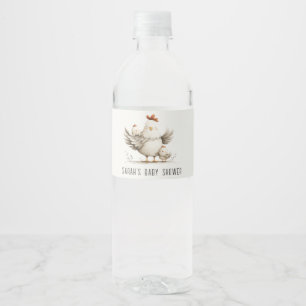 Étiquette Pour Bouteilles D'eau Maman de la ferme mignonne et bébé poussin floral 