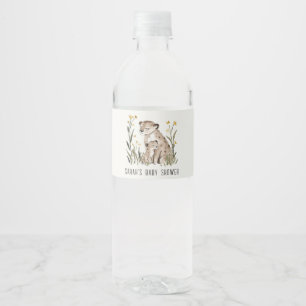 Étiquette Pour Bouteilles D'eau Maman et bébé tigre rustique mignon et feuillage B
