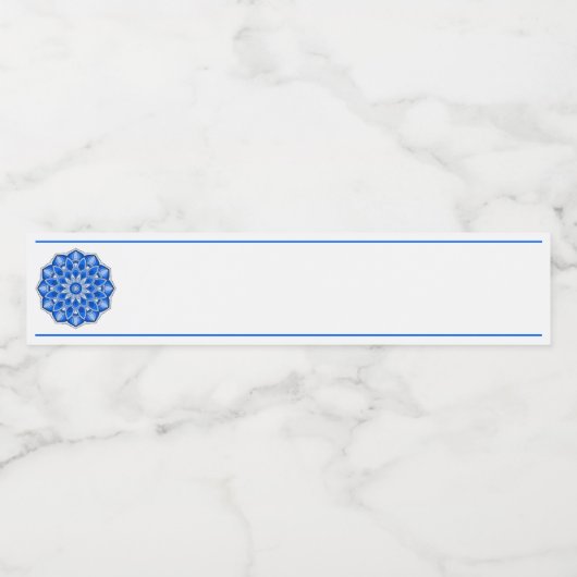 Étiquette Pour Bouteilles D'eau Mandala en bleu (Étiquettes simples)