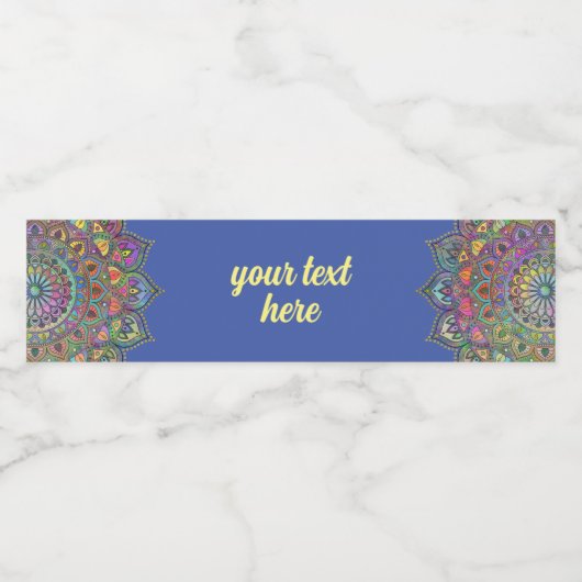 Étiquette Pour Bouteilles D'eau Mandala Inde Style 1 (Étiquettes simples)
