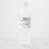 Étiquette Pour Bouteilles D'eau Marbre Mariage floral rustique (Devant)