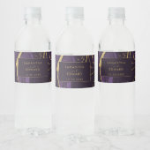 Étiquette Pour Bouteilles D'eau Marbre violet et doré (Bouteilles)