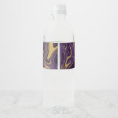 Étiquette Pour Bouteilles D'eau Marbre violet et or (Dos)