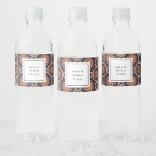 Étiquette Pour Bouteilles D'eau Mariage à motif de fleurs et d'étoiles fantaisiste