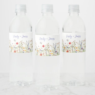 Étiquette Pour Bouteilles D'eau Mariage aux fleurs sauvages colorés