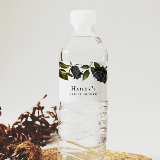 Étiquette Pour Bouteilles D'eau Mariage Blanc Floral Gothique