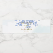 Étiquette Pour Bouteilles D'eau Mariage bleu dusty minimal Feuille d'Eucalyptus (Étiquettes simples)
