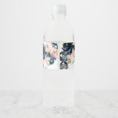Étiquette Pour Bouteilles D'eau Mariage bleu marine et rose vif (Dos)