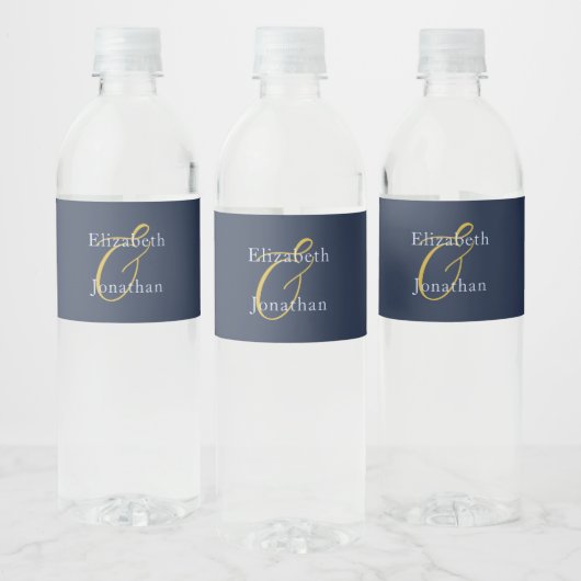 Étiquette Pour Bouteilles D'eau Mariage bleu opulent (Bouteilles)