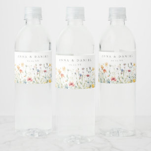 Étiquette Pour Bouteilles D'eau Mariage Bohème Chic aux Fleurs Sauvages