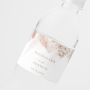 Étiquette Pour Bouteilles D'eau Mariage boho fleurs pampas herbe